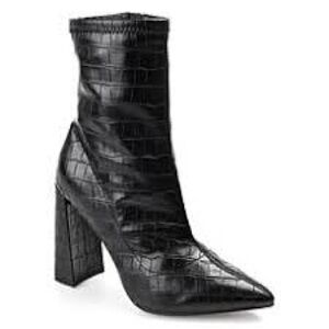 Journee Collection Black Croc Heeled Boots